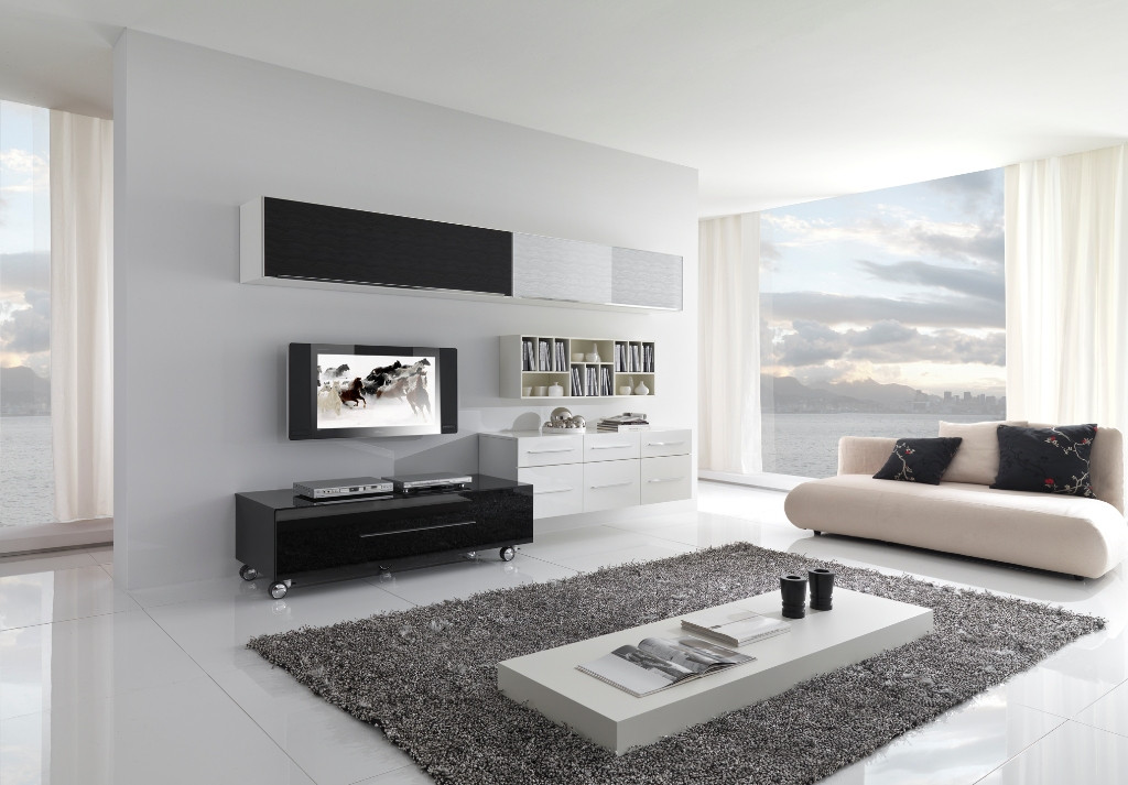 Modern White Living Room Furniture
 Modern Black and White Furniture for Living Room from