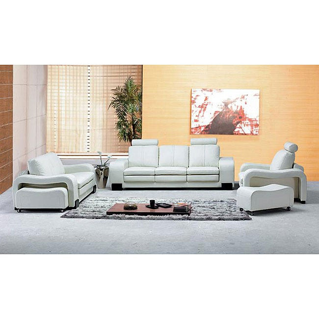 Modern White Living Room Furniture
 Oakland Modern White Leather Living Room Set