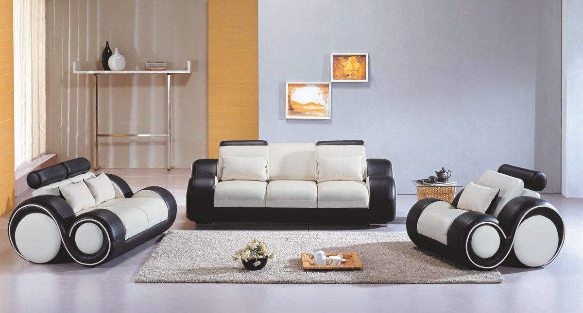 Modern White Living Room Furniture
 4088 Contemporary black and white Living Room Furniture