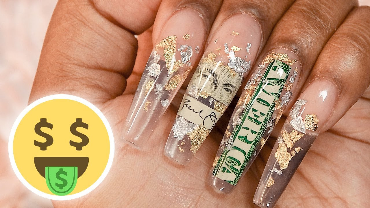 Money Nail Designs
 Polygel Money Nails I Put Money in My Nails with Polygel