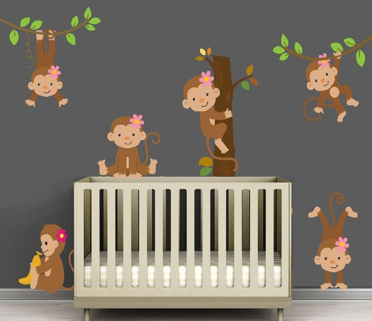 Monkey Baby Room Decor
 Cute Fabric Decal Girl Monkey set perfect for a little