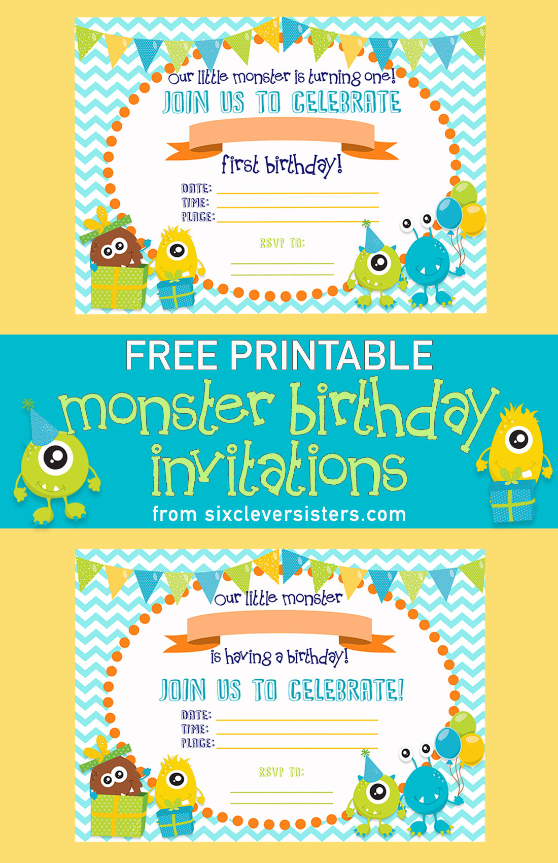 Monster Birthday Invitations
 FREE PRINTABLE Monster Birthday Invitations Six Clever