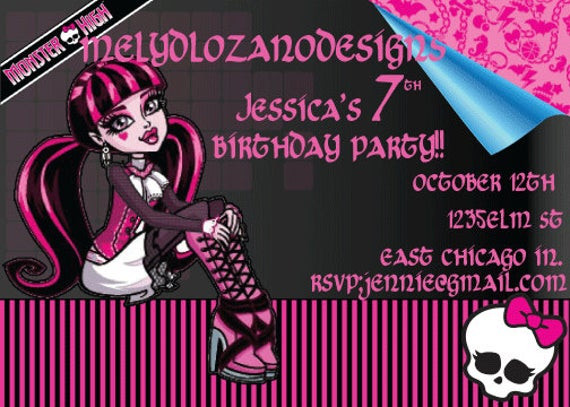 Monster High Birthday Party Invitations
 Monster High Birthday Invitation by MelyDLozanoDesigns on Etsy