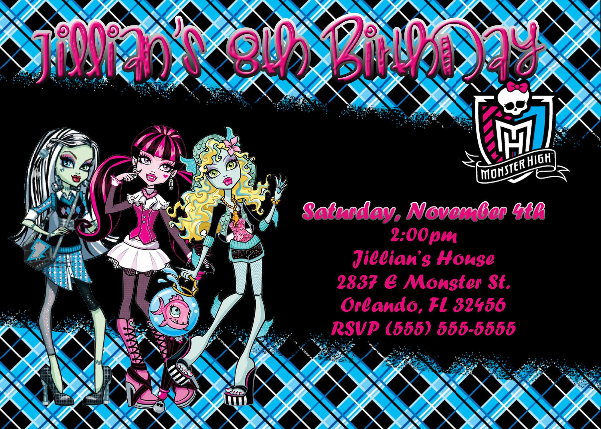 Monster High Birthday Party Invitations
 Monster High Birthday Invitation