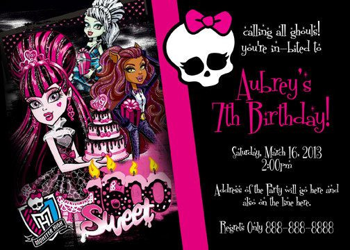 Monster High Birthday Party Invitations
 Free Printable My Little Pony Invitation Template
