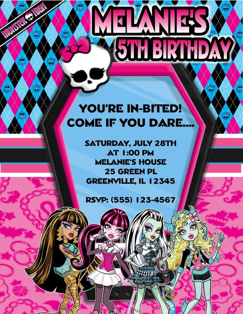 Monster High Birthday Party Invitations
 10 MONSTER HIGH BIRTHDAY PARTY INVITATIONS OR THANK YOU