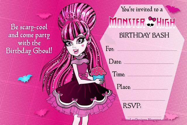 Monster High Birthday Party Invitations
 Free Printable Monster High Party Invitations