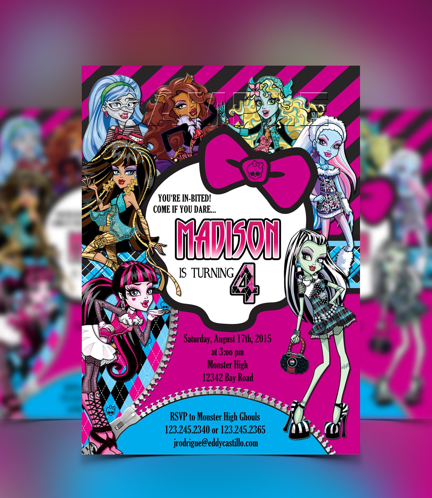 Monster High Birthday Party Invitations
 Monster High Invitation Halloween in 2019