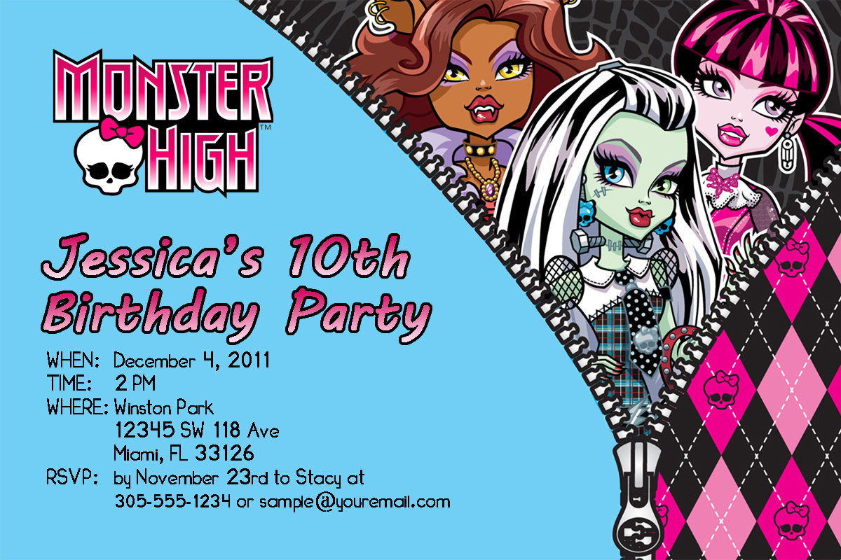 Monster High Birthday Party Invitations
 Monster High Invitations Custom Designed with by