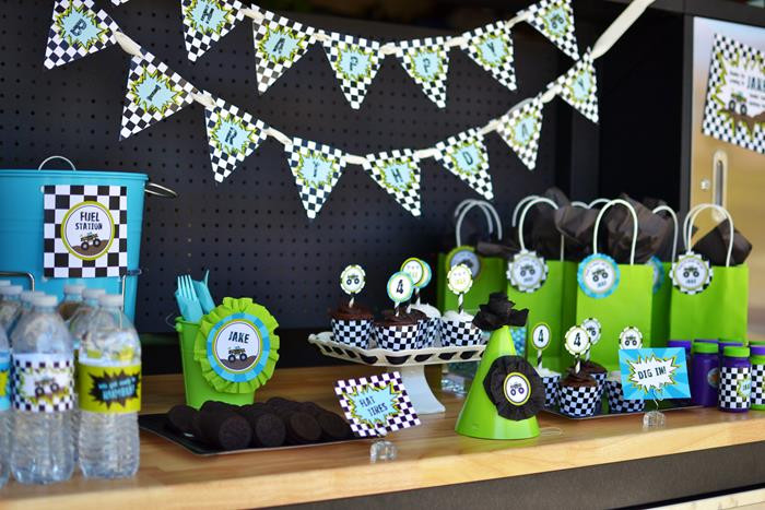 Monster Truck Decorations For Birthday Party
 Kara s Party Ideas Monster Truck Birthday Party via Kara s
