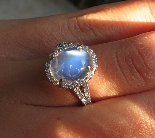 Moonstone Diamond Engagement Ring
 Jewel of the Week Dreamy Moonstone and Diamond Halo Ring