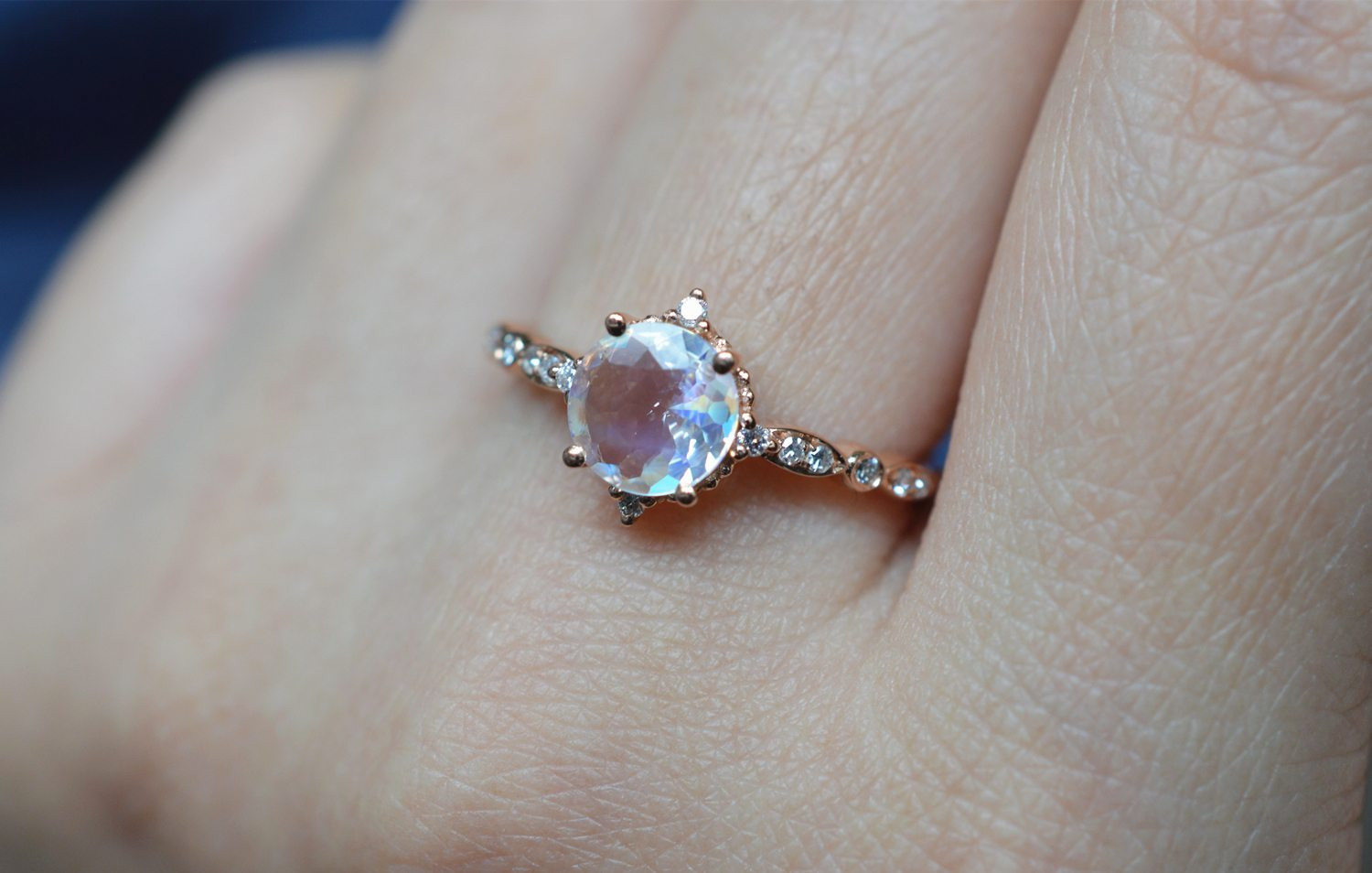 Moonstone Diamond Engagement Ring
 Vintage Rainbow Moonstone Engagement Ring – Sunday Island