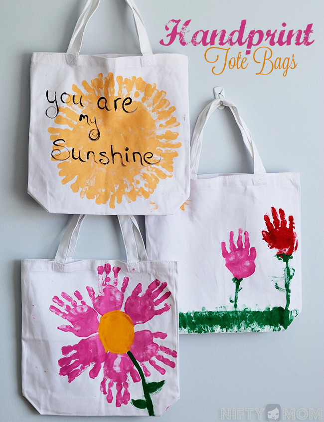 Mother Day Gift Ideas Homemade
 Mother s Day Gift Idea Hand Print Tote Bags
