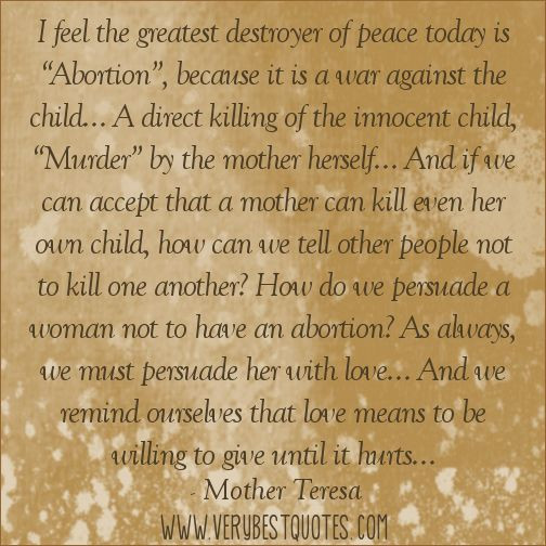 Mother Teresa Abortion Quote
 If this offends you I m sorry Unfollow me Here s a REAL