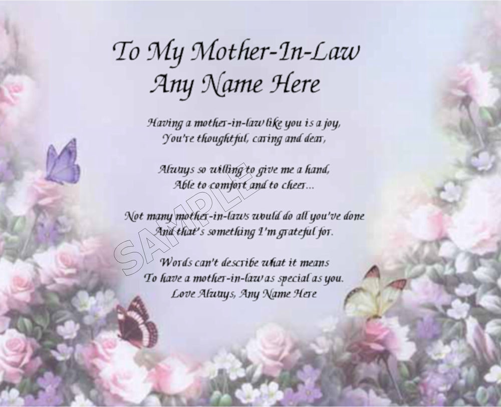 Mother'S Day In Heaven Quotes
 TO MY MOTHER IN LAW PERSONALIZED ART POEM MEMORY BIRTHDAY