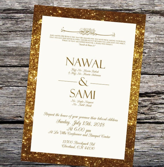 Muslim Wedding Invitations
 Muslim Wedding Invitations glitter Custom Arabic