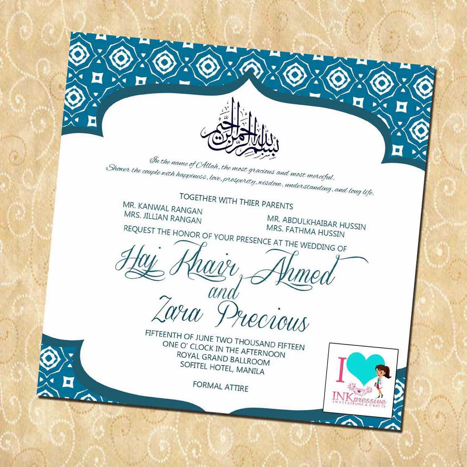 Muslim Wedding Invitations
 Muslim Wedding Cards