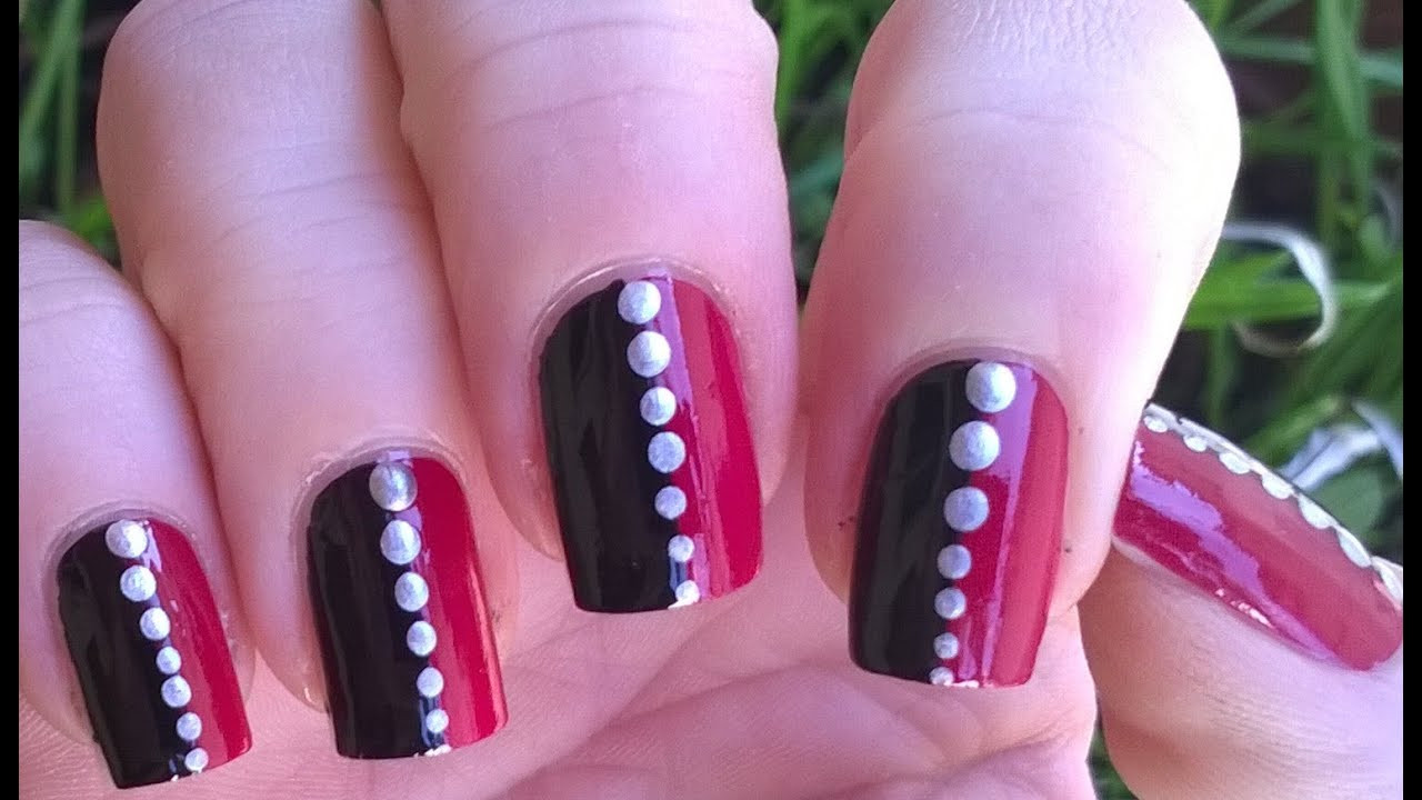 Nail Art And Design
 Easy nail art designs 1 DIY Pretty black & pink