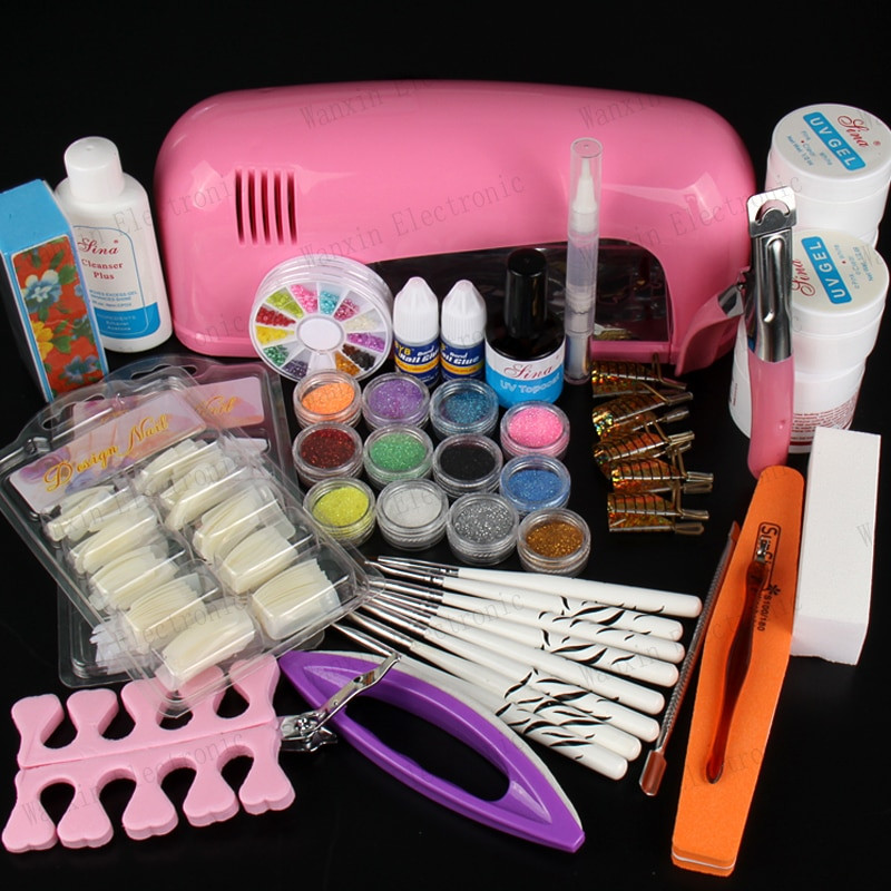 Nail Art Design Kit
 FREE SHIPPING Professional nail art kit color uv gel Full