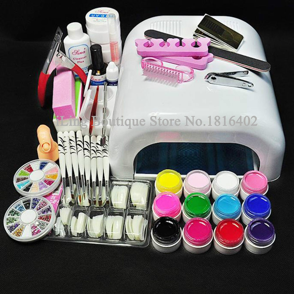 Nail Art Design Kit
 Professional Full Set UV Gel Kit Nail Art Set 36W Nail