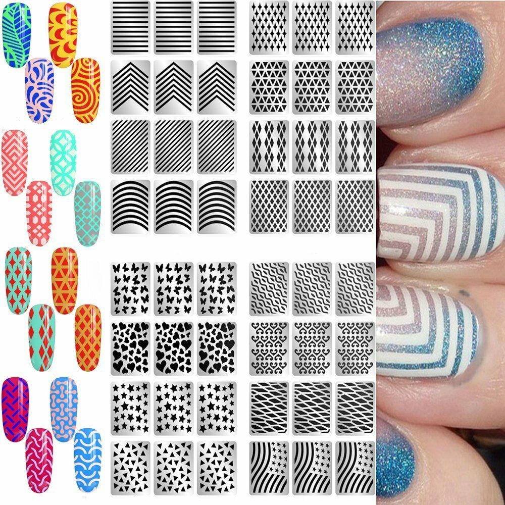 Nail Art Stencil Stickers
 24Tips 2 Sheet Nail Vinyls Nail Art Manicure Stencil