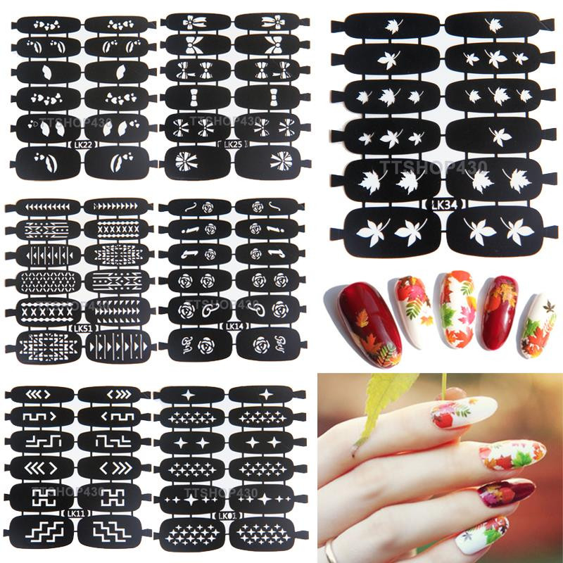 Nail Art Stencil Stickers
 Multiple Use Nail Art Hollow Laser Silver Stencil Stickers