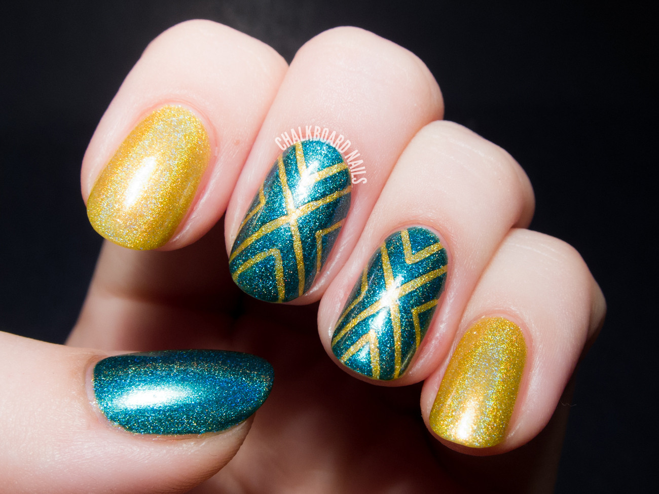 Nail Art With Tape
 Converging Chevrons A Holographic Tape Manicure