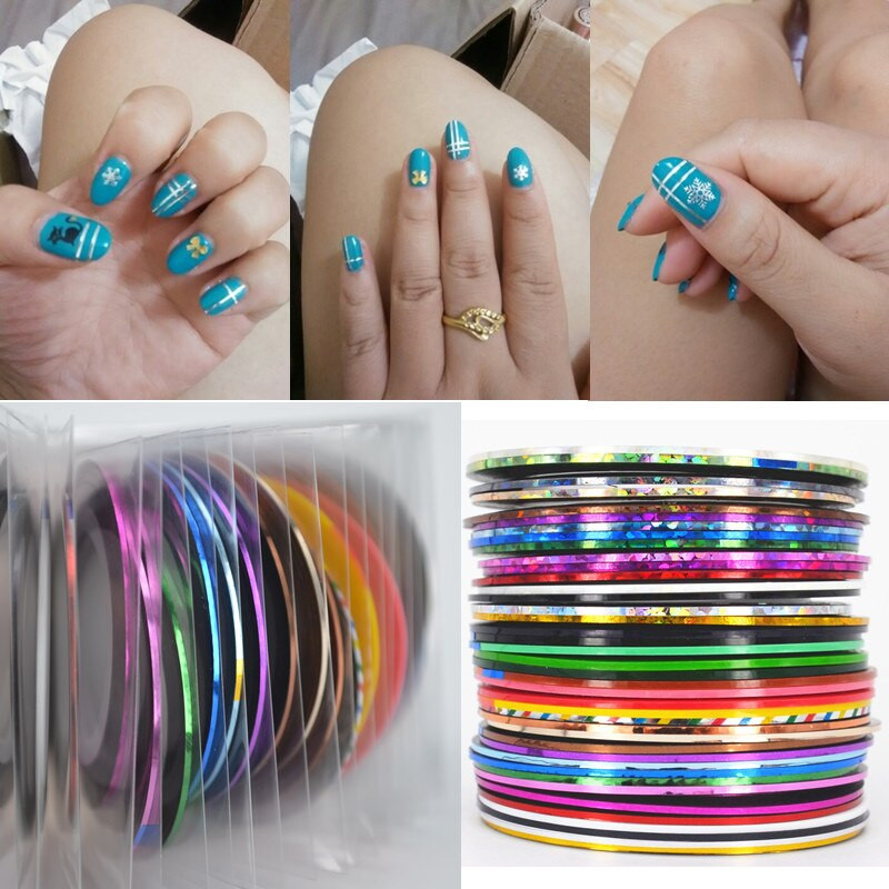 Nail Art With Tape
 Retail 40 Popular 0 8mm Nail Striping Tape Line For Nails