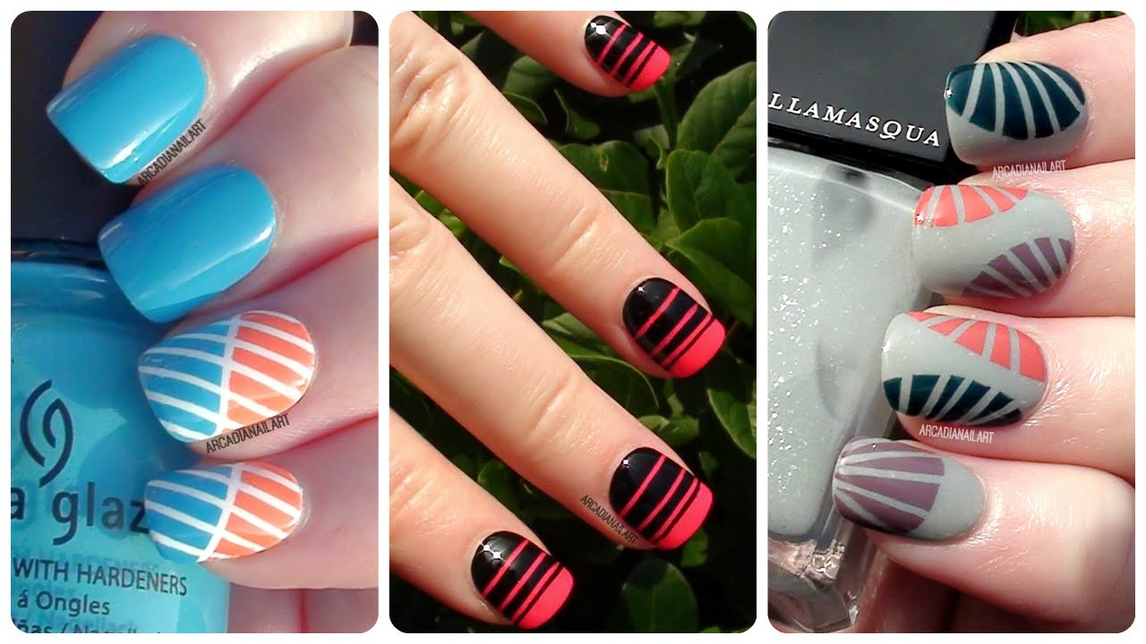 Nail Art With Tape
 Striping Tape Nail Art 3 Easy Designs