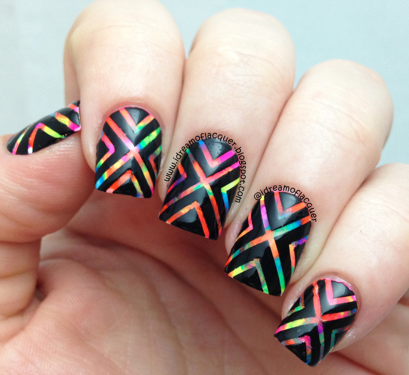 Nail Art With Tape
 Neon Watercolor Tape Mani nail art by iDream of Lacquer