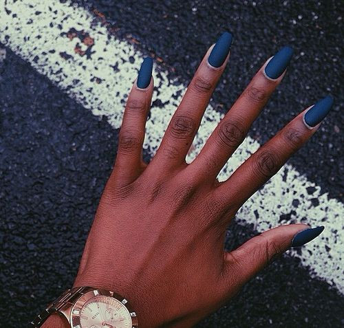 Nail Colors For Dark Skin Tones
 matte blue nails dark skin