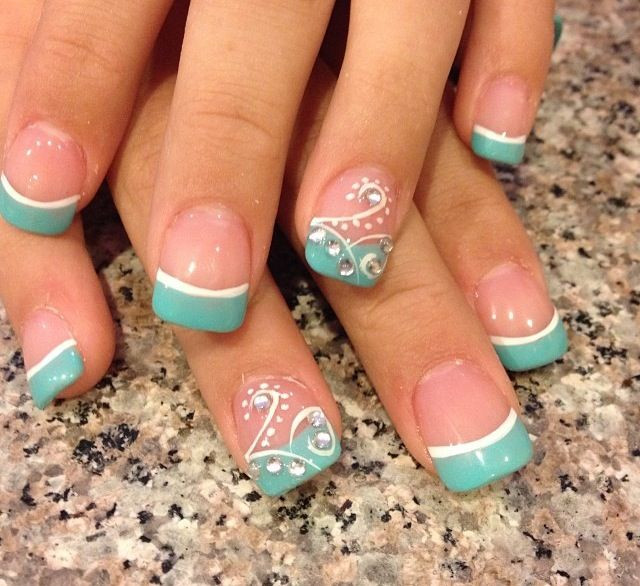 Nail Designs For French Manicure
 Blue French manicure with design
