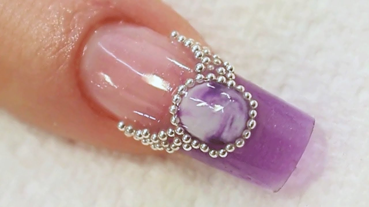 Nail Designs With Jewels
 Purple Jewel Acrylic Nail Art Tutorial Video by Naio Nails