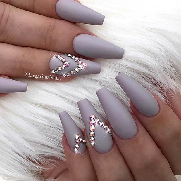 Nail Designs With Jewels
 19 Simple Acrylic Nails Art Designs 2018 With Rhinestones
