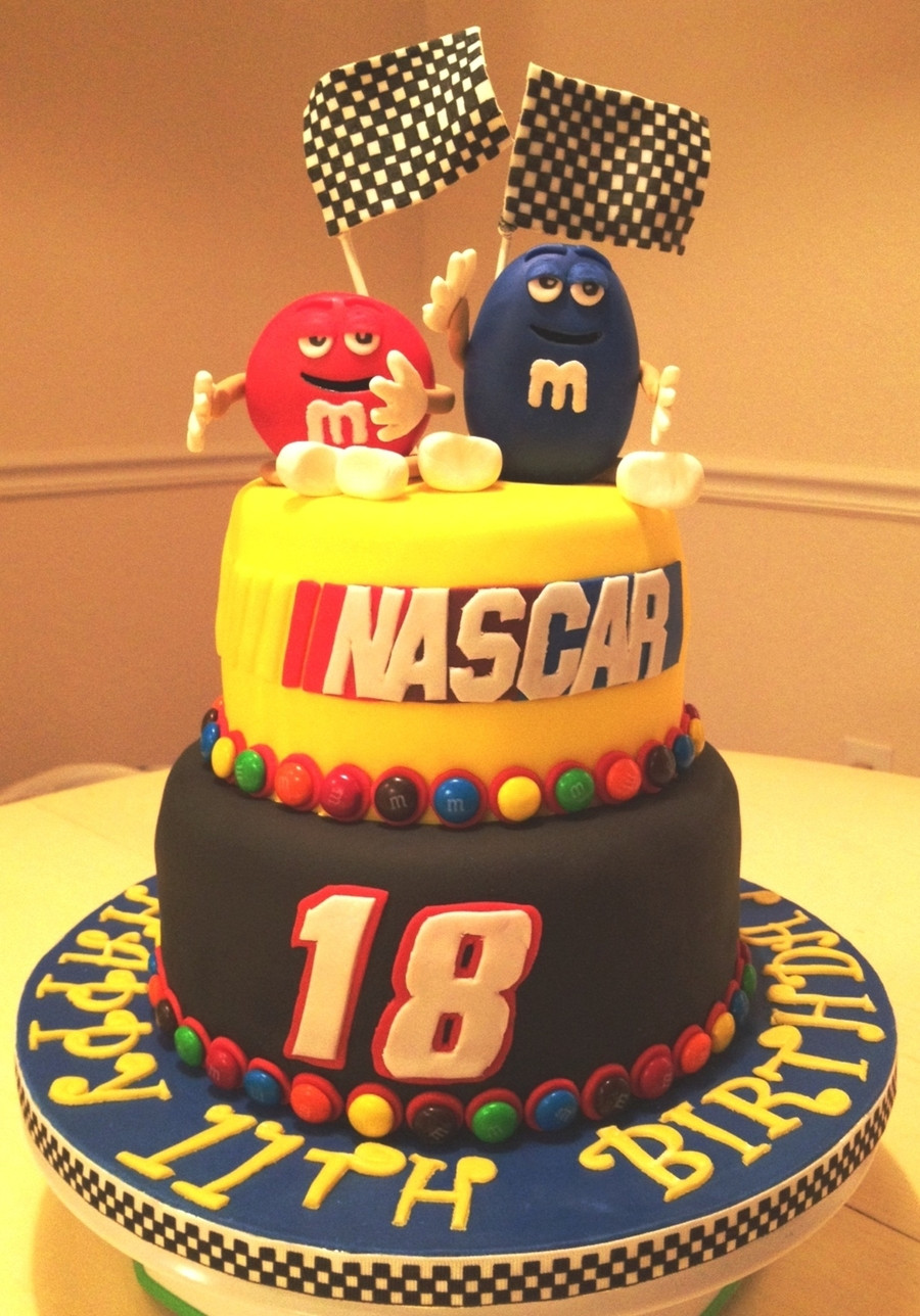 Nascar Birthday Cake
 M&m Nascar Birthday Cake CakeCentral