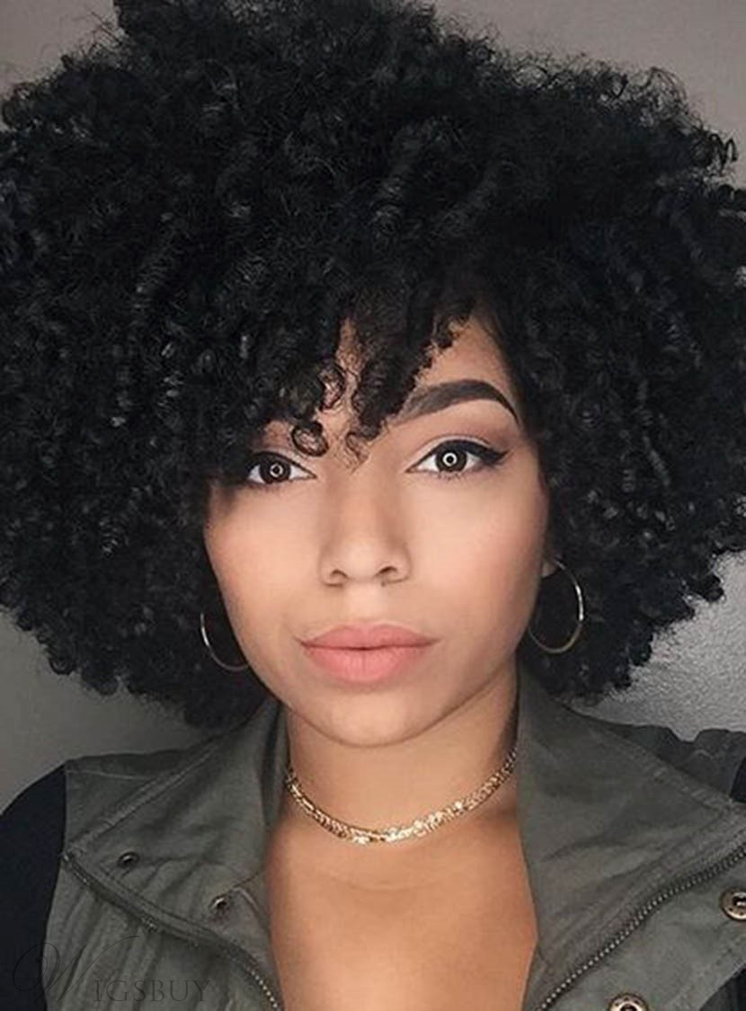 Natural Curly Hairstyles For African American Hair
 Kinky Curly Natural Black Loose Medium Layered Synthetic