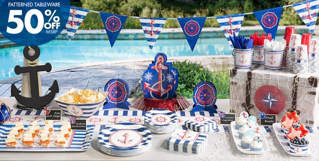 Nautical Birthday Decorations
 Striped Nautical Party Supplies Party City