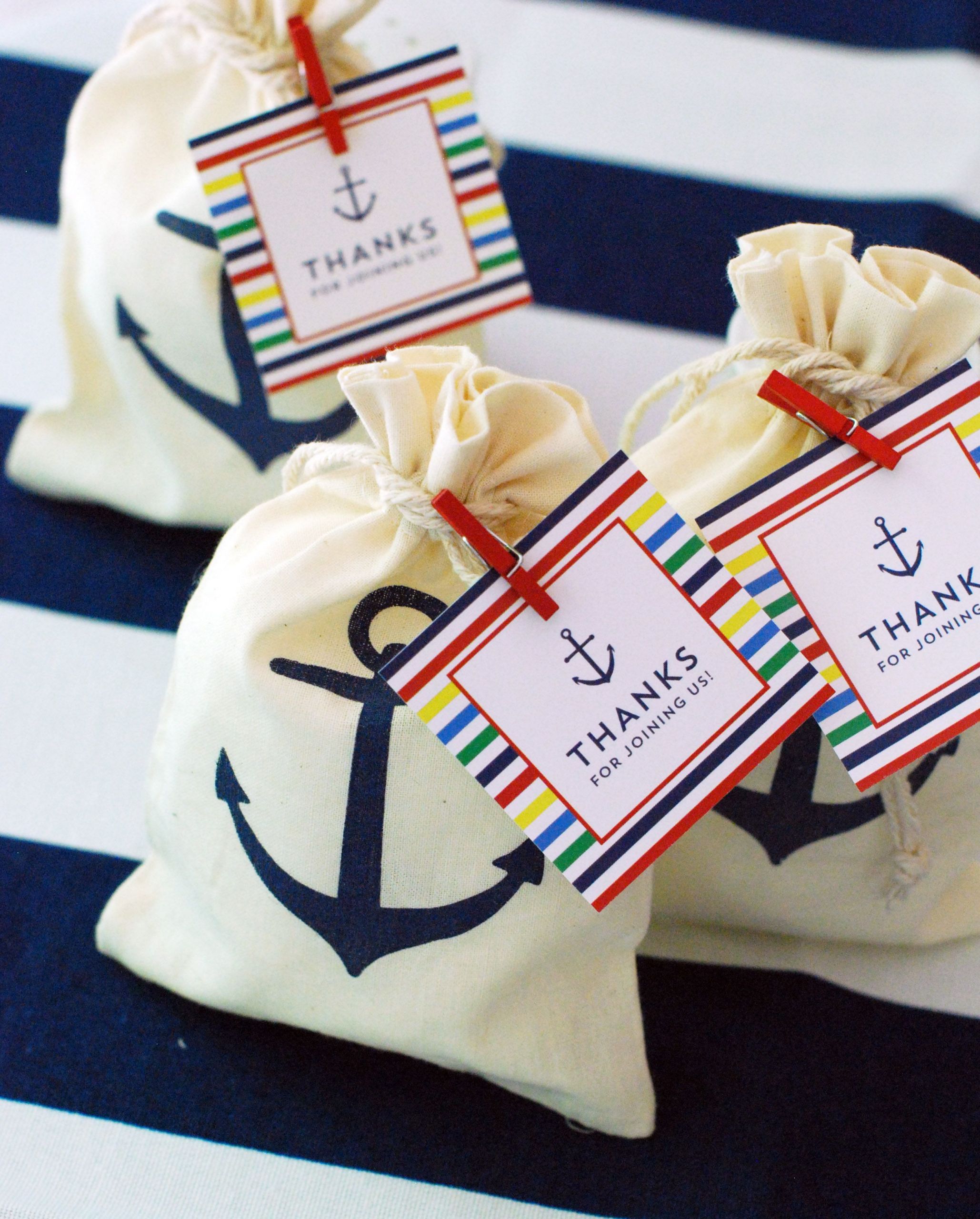 Nautical Themed Wedding Favors
 "Voyages" Anchor Muslin Favor Bag Set of 12