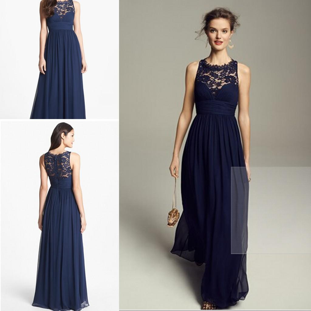 Navy Blue Dresses For Wedding
 Wholesale Dark Navy Blue Bridesmaids Dresses 2015 Cheap