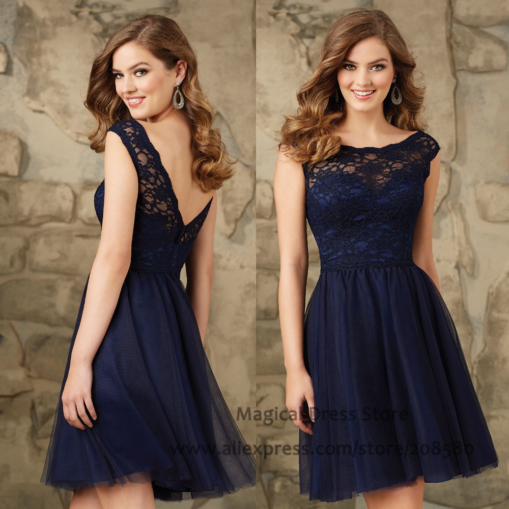 Navy Blue Dresses For Wedding
 Aliexpress Buy Modest Short Navy Blue Bridesmaid