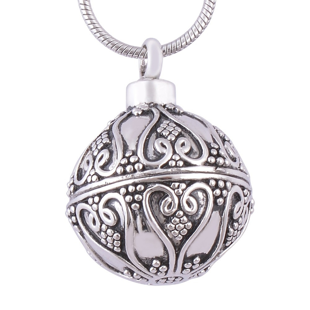 Necklaces For Ashes After Cremation
 Retro Ball Cremation Ashes Jewelry Necklace Antique Silver