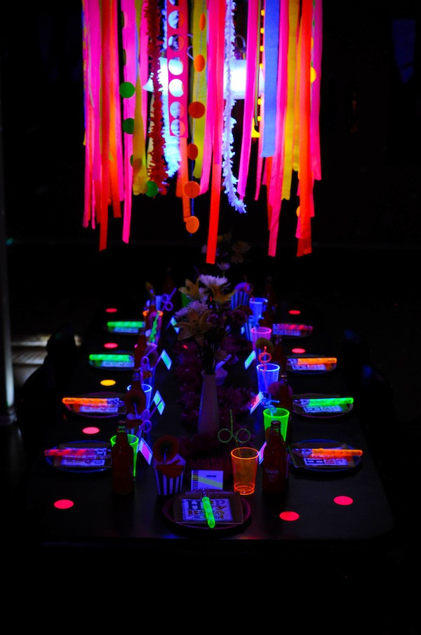 Neon Birthday Party
 Kara s Party Ideas Neon Glow In The Dark Teen Birthday