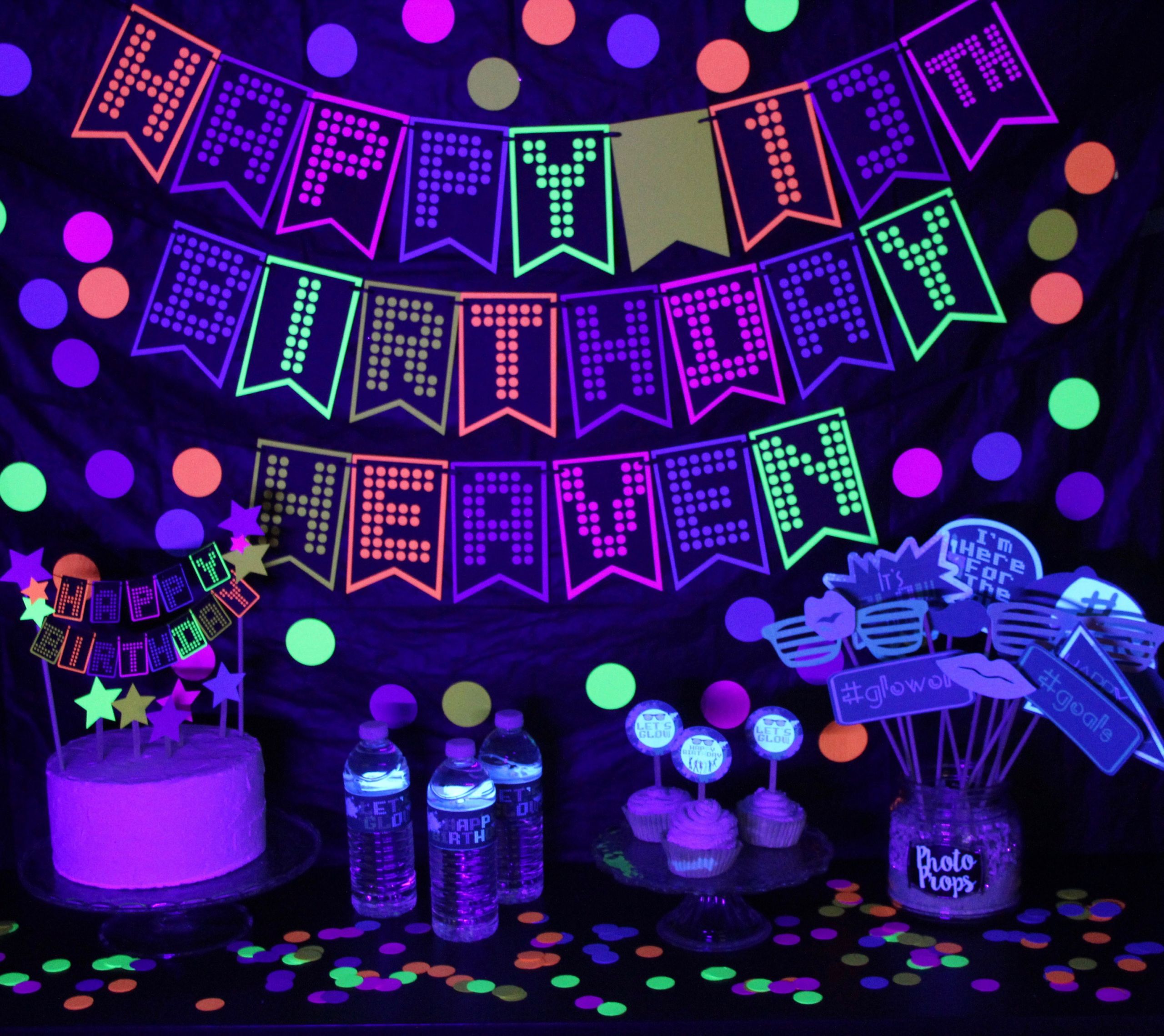 Neon Birthday Party
 glow party banner glow party glow party decor glow in