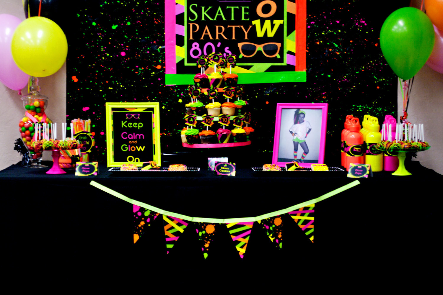 Neon Birthday Party
 Neon Party 80 s Party Skate Party by LillianHopeDesigns on