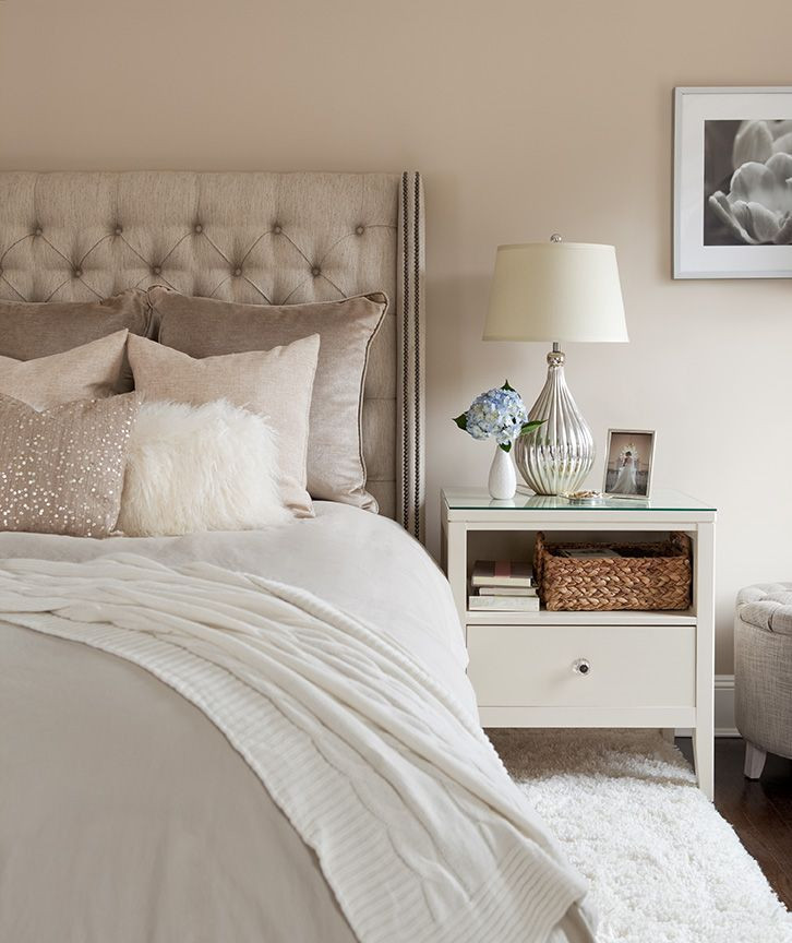 Neutral Bedroom Color
 The Elegant Abode LI Bedroom Tufted headboard sequin