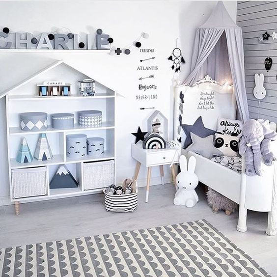 Neutral Kids Room
 A gender neutral kids room with a whimsical monochrome