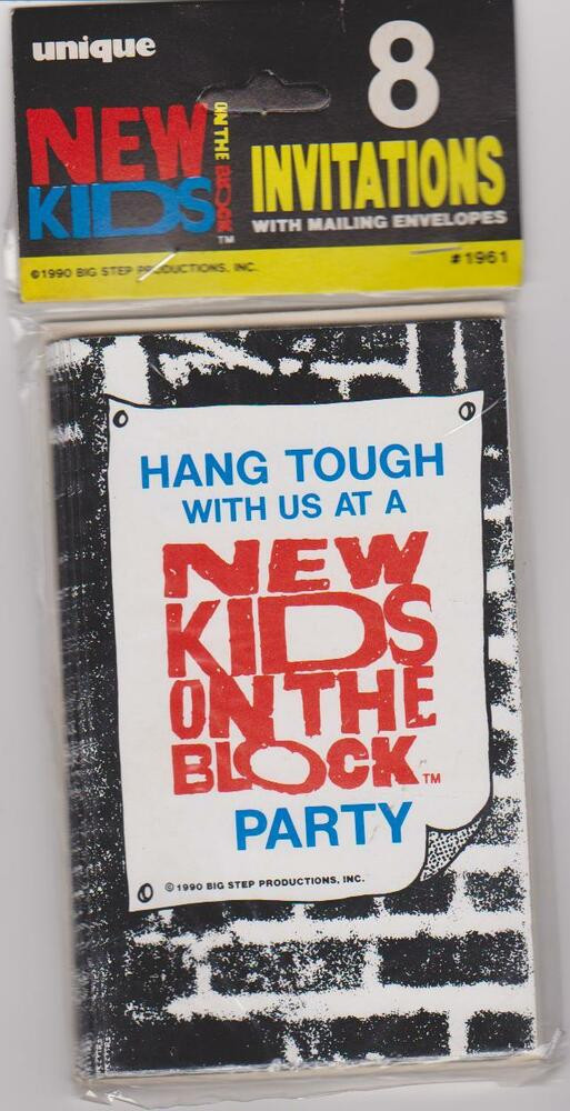 New Kids On The Block Block Party
 NEW KIDS ON THE BLOCK MEMORABILIA 8 PARTY INVITATIONS