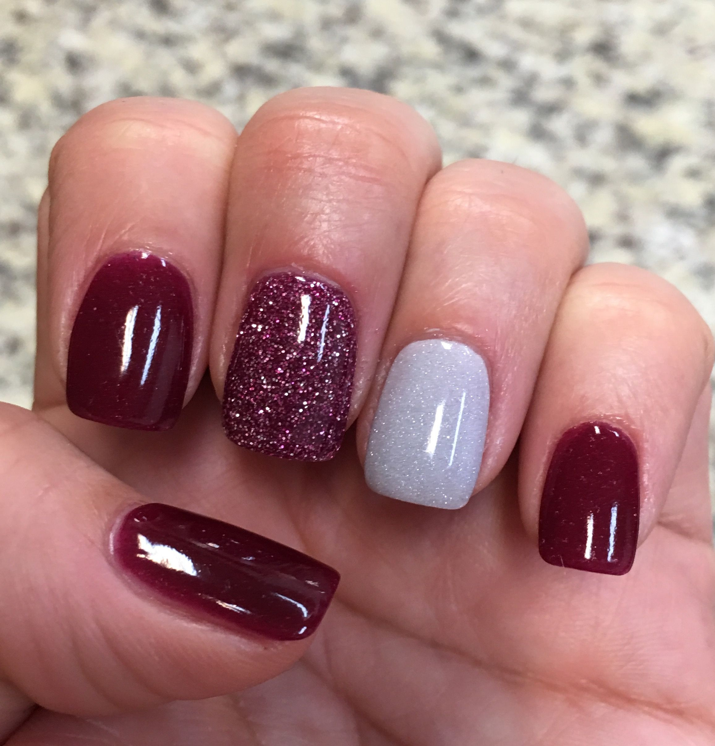 Nexgen Nail Ideas
 Cranberry Glitter & Silver NexGen nails