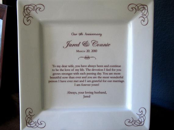 Ninth Anniversary Gift Ideas
 Ninth 9th Anniversary Gift Platter by customsepia on Etsy