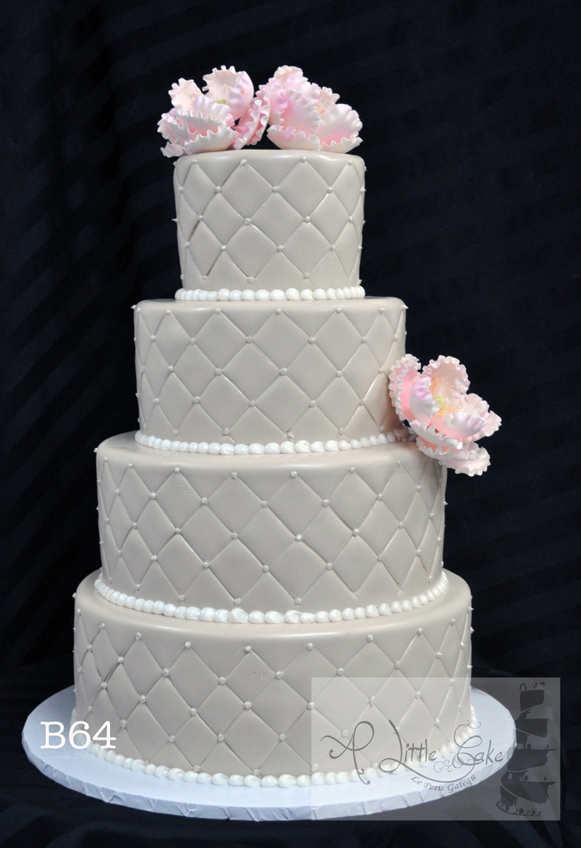 No Fondant Wedding Cakes
 B64 f White Fondant Wedding Cake With Pink Flowers And